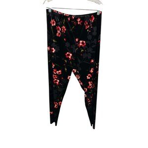 The Pyramid Collection Floral Velvet Leggings Black Multi Sz XL Boho Whimsigoth